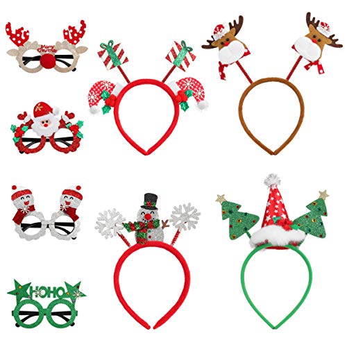 NUOBESTY Brillen Und Haarreifen 4 Brillen 4 Stirnbänder für Bankettfest Weihnachten von NUOBESTY