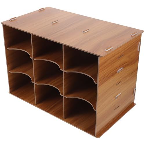 NUOBESTY Desktop Aufbewahrungsbox aus Multifunktionale Dokumenten Organisator für Bürobedarf Stufige Box mit Fächern Braun für Schüler Lehrer und Büromitarbeiter von NUOBESTY