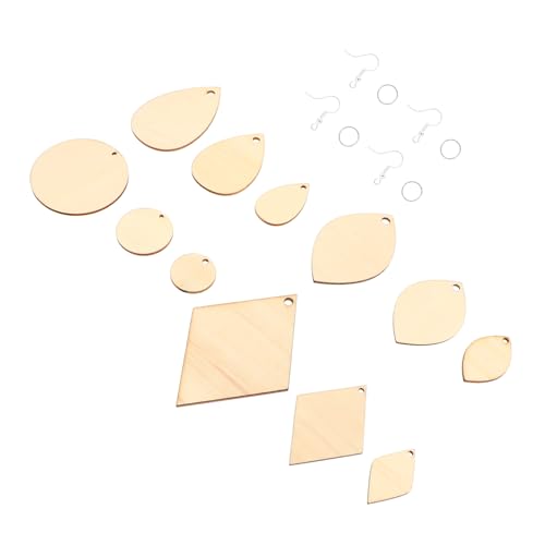 NUOBESTY Diy Holzohrringe Set Unfertige Holzanhänger für Schmuckherstellung Bastelset mit Holzplättchen Ohrhaken und Öffnungsringen für Kreative Projekte und von NUOBESTY