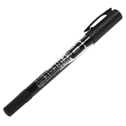 NUOBESTY Doppelseitiger Markierungsstift Schwarz Schnelltrocknend mit Kunststoffclip Nachfüllbar für Glatte Oberflächen Wie Glas Leder Kunststoff Metall Tragbarer Permanentmarker für von NUOBESTY