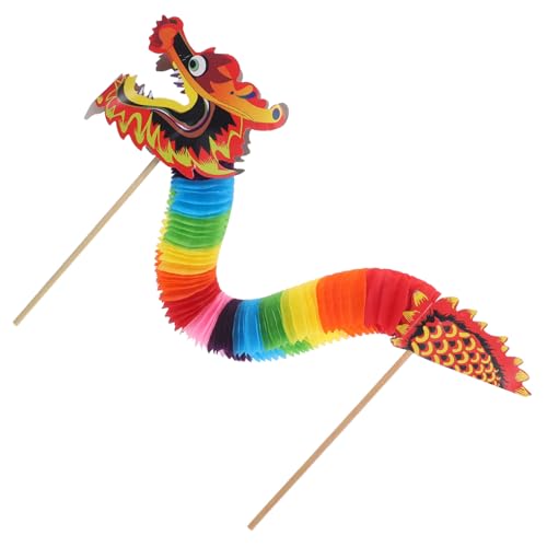 NUOBESTY Faltbare Drachen Dekoration Handgehaltener Papierdrache für Frühlingsfest und Neujahrsfeier Einzigartiges Fotorequisit für Festliche und Kreative Erinnerungen von NUOBESTY