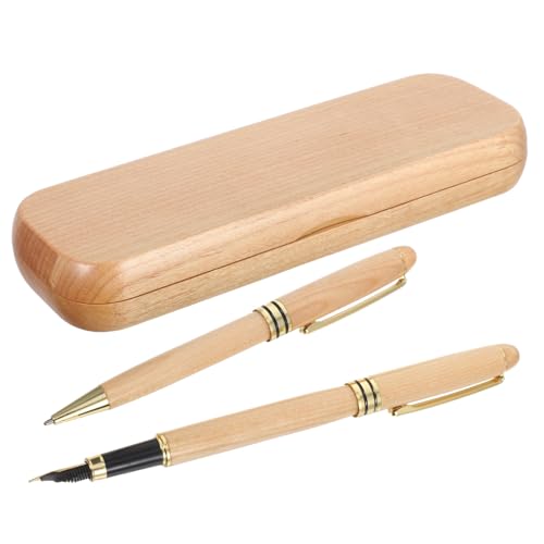 NUOBESTY Fine Nib Kalligraphie-füllfederhalter mit Ahornholzgriff und Metallspitze Gravierter Schreibstift mit Tintenpatronen Hochwertiges Business-geschenkset für Büro Schule und von NUOBESTY