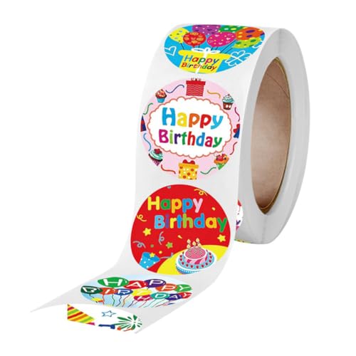NUOBESTY Geburtstagsaufkleber Etikett Musteraufkleber Bäckereiaufkleber Für Verpackungen Verpackungsetiketten Klebepapier Handgefertigte Aufkleber Happy Birthday Aufkleber Etikettenpapier von NUOBESTY