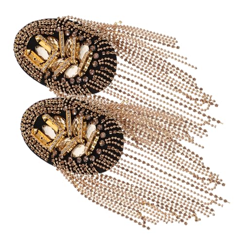 NUOBESTY Goldene Quasten Schulterklappen mit Strasssteinen Dekorative Schulterabzeichen für Kostüm und Anzug Langlebige Leichte Epauletten mit Einfacher Befestigung Modisches Accessoire von NUOBESTY