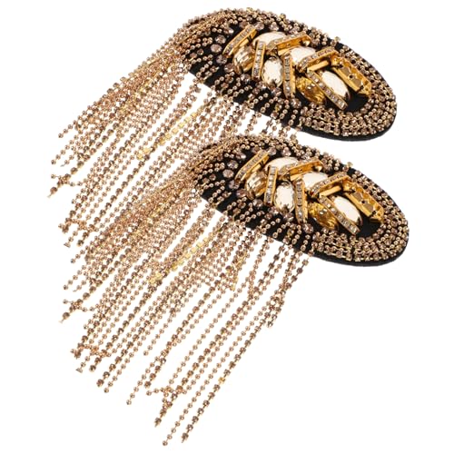 NUOBESTY Goldene Schulterklappen mit Quasten und Strass Leichte Epauletten für Kostümanzüge Dekorative Schulterabzeichen mit Zwei Befestigungen Uniform Accessoires für Damen und Herren NUOBESTY Goldene Schulterklappen mit Quasten und Strass Leichte Epauletten für Kostümanzüge Dekorative Schulterabzeichen mit Zwei Befestigungen Uniform Accessoires für Damen und Herren von NUOBESTY