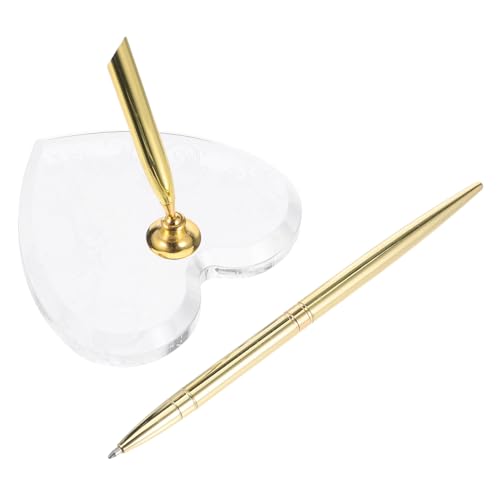 NUOBESTY Goldener Metall-kugelschreiber mit Acryl-herzständer Glattes Schreiben Stabiles Design als Hochzeits-gästebuch-signierpen für Empfang Zeremonie Verlobung und Jubiläum NUOBESTY Goldener Metall-kugelschreiber mit Acryl-herzständer Glattes Schreiben Stabiles Design als Hochzeits-gästebuch-signierpen für Empfang Zeremonie Verlobung und Jubiläum von NUOBESTY