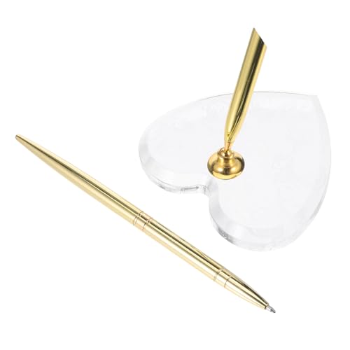 NUOBESTY Goldfarbener Kugelschreiber mit Acryl-herzständer Eleganter Signierstift für Gästebuch Hochzeit Stabiler Halter für Empfang Verlobung Jubiläum Abschlussfeier NUOBESTY Goldfarbener Kugelschreiber mit Acryl-herzständer Eleganter Signierstift für Gästebuch Hochzeit Stabiler Halter für Empfang Verlobung Jubiläum Abschlussfeier von NUOBESTY