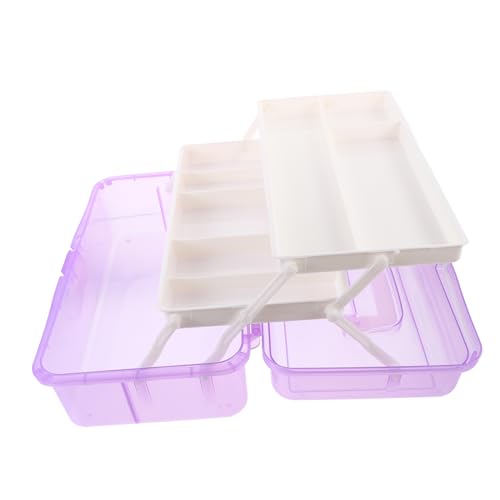 NUOBESTY Große Transparente Kunststoff Aufbewahrungsbox mit Tragegriff Dreistöckig Multifunktional für Werkzeuge Malutensilien und Stifte Praktische Organizerbox Lila von NUOBESTY