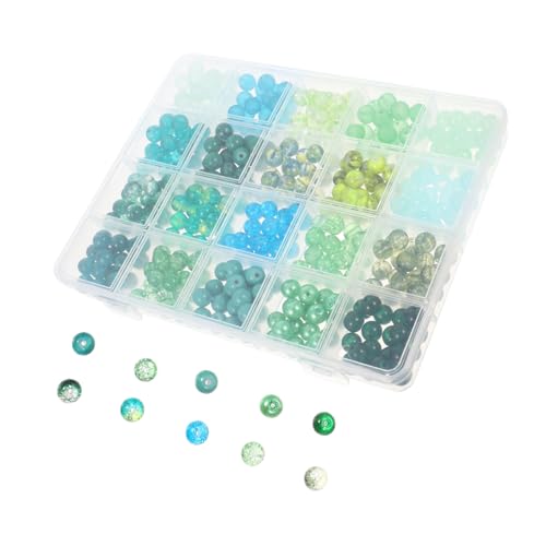 NUOBESTY Grüne Glasperlen mit Großem Loch für DIY Schmuck Runde Perlen für Halsketten Armbänder und Ohrringe Glänzend Poliert Vielseitig für Frühling und Sommer Handwerk von NUOBESTY