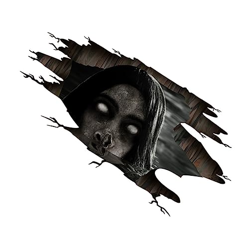 NUOBESTY Halloween Wand und Bodenaufkleber Gruselige Selbstklebende Wandtattoos mit Blinder Frau für Halloween Party Abnehmbar Rückstände Vielseitige Dekoration für Zuhause und Büro von NUOBESTY