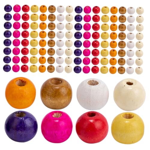 NUOBESTY Holzperlen -mix DIY Spacer Beads für Schmuck Basteln Armbänder Halsketten Kreative Holzperlen Zubehör von NUOBESTY
