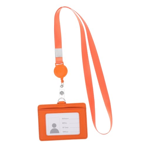 NUOBESTY Karten Halter Mit Lanyard Ausweishalter Aus Leder Für Damen Lederbänder Für Ausweise Ausweis-schutzhülle Aus Leder Ausweishalter Aus Vertikalem Leder Ausweis Aus Leder Pu Orange von NUOBESTY