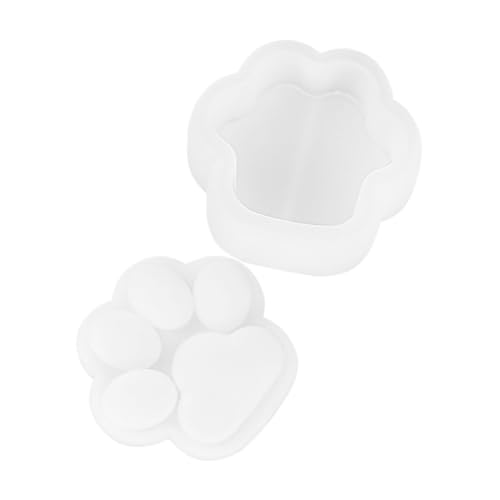 NUOBESTY Kasten Aufbewahrungsbox Silikonform Epoxidharzformenkatze Epoxid-Gießform Silikonformkatzepfote Pfotenabdruckform Katzen Silikonformen für Harz Katzenkrallenformen Kieselgel Weiß von NUOBESTY