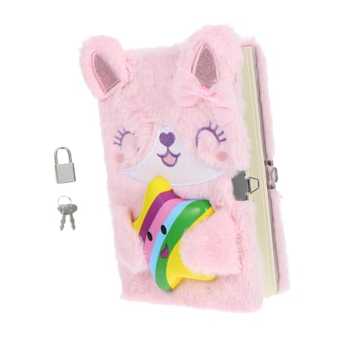 NUOBESTY Kawaii Flauschiges Notizbuch: Tagebuch Mit Plüscheinband Und Schloss Für Mädchen, Flauschiges Tagebuch Für Kinder, Mini-cartoon-schreibbuch Für Schule, Reisen Und Büro von NUOBESTY
