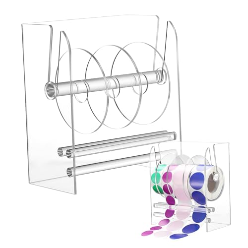 NUOBESTY Klarer Acryl Etikettenspender mit Verstellbarem Design Handlicher Rollenträger für Praktischer Etikettenaufkleber für Büro Lager und Zuhause von NUOBESTY
