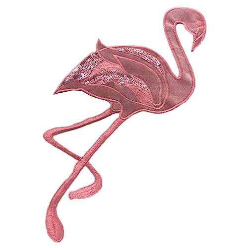 NUOBESTY Stickerei Patches Große Flamingo Pailletten Dekorative -shirt Kleidung Zubehör von NUOBESTY