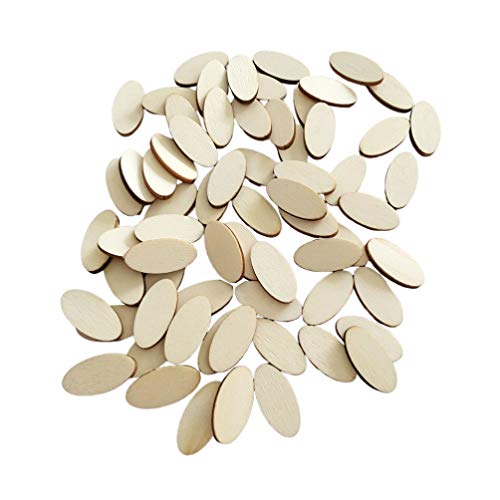 NUOBESTY Kleine Holzscheiben Holzanhänger 200 Stücke Holzscheiben zum Basteln Bemalen Naturholzscheiben Streudeko Streuteile Weihnachten Tischdeko für Kinder DIY Holzplatten Ovale Holzform von NUOBESTY