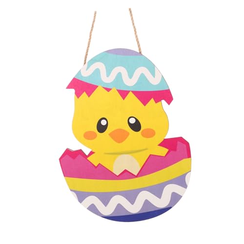 NUOBESTY Küken-holzschild Zum Aufhängen An Der Tür Kleiderbügel Ostern Türschild Osterei-zeichen -türdekoration Hölzern von NUOBESTY