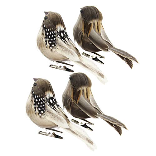 NUOBESTY Künstliche Vögel Feder Vogel Modell Osterfiguren mit Clip Foto Requisiten Osterdekoration Hause Garten Hochzeit Festival Party Dekoration 4 Stück (Zufällige Farbe) von NUOBESTY