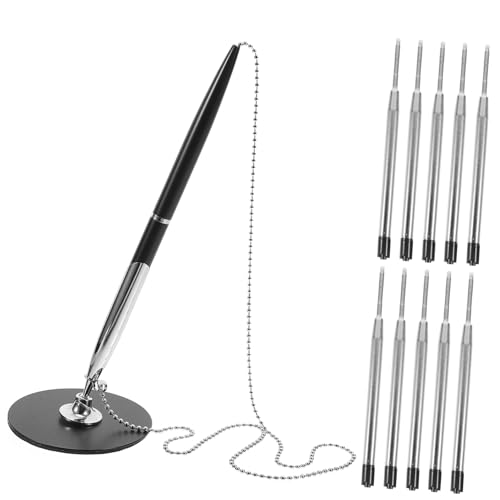 NUOBESTY Metall Kugelschreiber mit Drehbarem Sockel Ersatzminen Glattes Schreiben Komfortabler Büro und Bankschreibstift mit Kette für Gästebücher und Schreibtischgebrauch NUOBESTY Metall Kugelschreiber mit Drehbarem Sockel Ersatzminen Glattes Schreiben Komfortabler Büro und Bankschreibstift mit Kette für Gästebücher und Schreibtischgebrauch von NUOBESTY