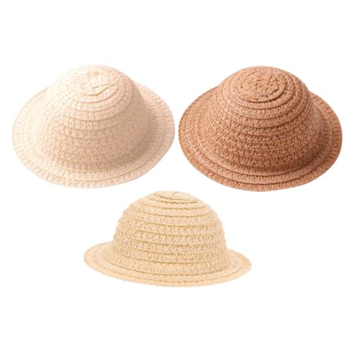 NUOBESTY Mini-Strohhut Für Puppen Miniatur-Puppenhüte Modisches Bastelzubehör-Set DIY Bastelprojekte 3-teiliger von NUOBESTY
