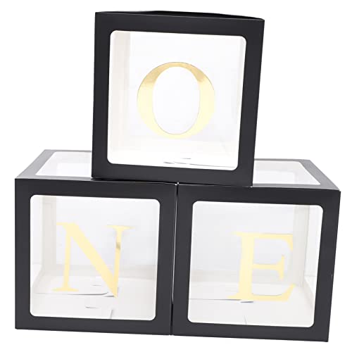 NUOBESTY One Buchstaben Luftballon Box Transparente Geschenkboxen mit One Goldbuchstaben und Schwarzen Boxen Schnelle Montage Neutrale Babyparty Deko für Erste Geburtstagsparty Mädchen NUOBESTY One Buchstaben Luftballon Box Transparente Geschenkboxen mit One Goldbuchstaben und Schwarzen Boxen Schnelle Montage Neutrale Babyparty Deko für Erste Geburtstagsparty Mädchen von NUOBESTY