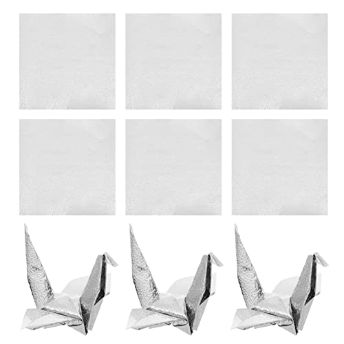 NUOBESTY Origami 100 Origami-Papierbögen Silberpapier Doppelseitig Origami-Kunstprojekte Kit 3. 93X3. 93 Zoll Für Bastelfaltpapier Origami-Kraniche Origami-Dekoration Papier Silber Metallic von NUOBESTY
