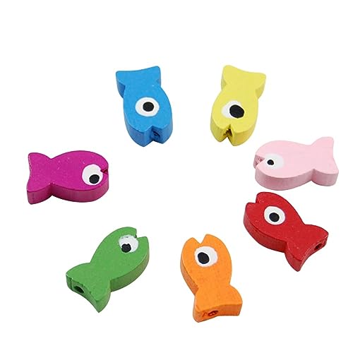 NUOBESTY 50stücke Bunte Bemalte Holz Fisch Perlen Für Diy Junge Mädchen Handwerk Zum Selbermachen Von Armbändern Und Halsketten von NUOBESTY