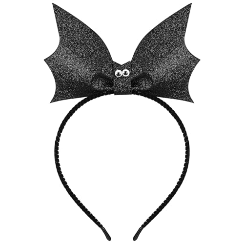 NUOBESTY Pailletten-Fledermaus-Stirnband – Halloween-Fledermaus-Haarreif Kostüm-Accessoire Performance-Haarband Für Partys Cosplay Und Verkleidungen Schwarz von NUOBESTY