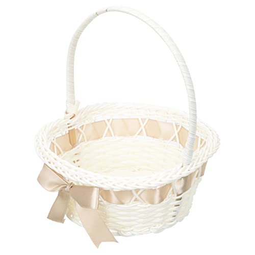 NUOBESTY Rattan Blumenkorb Hochzeitskorb Blumenkorb Mädchen Blume Körbe Mini Weidenkorb Aufbewahrungskorb Rattan Korb Blumentopf Obstkorb Blumenkinder für Hochzeit Tischdeko von NUOBESTY