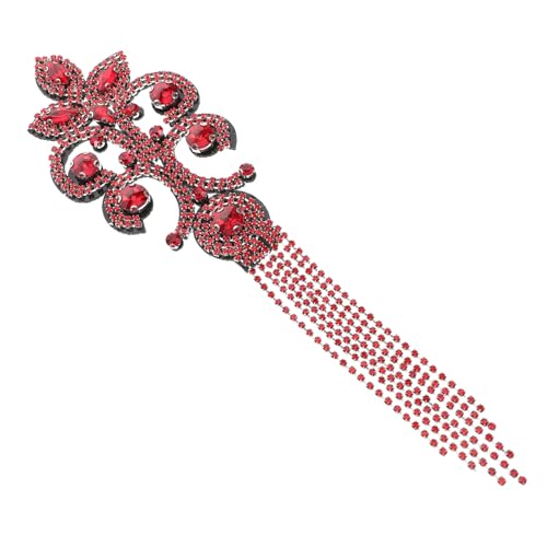 NUOBESTY Retro dekorative Schulterstempel Damen Accessoires Schulterpolster für Damenbekleidung Anzug Schulterklappen Quaste Schulter Schulterklappen mit Fransen Strasssteine rot von NUOBESTY