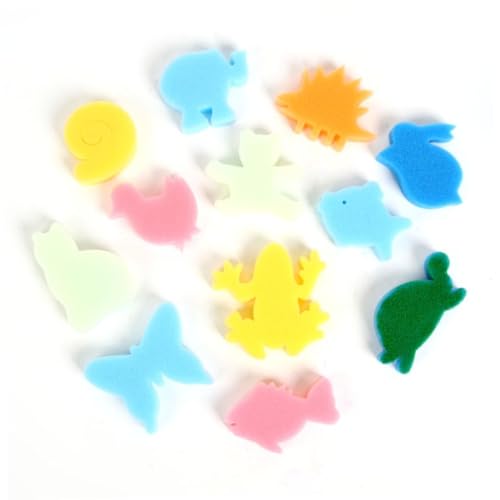 NUOBESTY Satz Mit 24 Bunten Malschwämmen Für Kinder Selbstgemacht Graffiti Stempel Tiermotive Umweltfreundlicher Schwamm Kreative Bastelutensilien von NUOBESTY