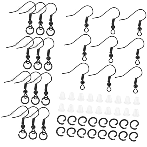 NUOBESTY Schwarze Ohrhaken mit Perle und Sichere DIY Ohrschmuckteile Leicht und für Ohrringe Selber Machen Vielseitige Bastelzubehör für Schmuckherstellung von NUOBESTY