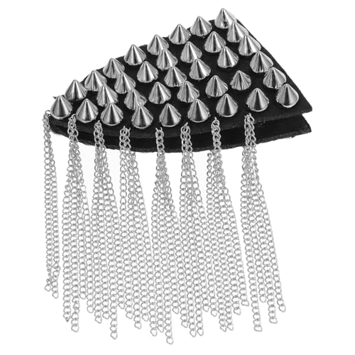 NUOBESTY Silberne Schulterklappe mit Quasten und Kette Vintage Punk Epaulette aus Langlebiger Legierung Modisches Uniformabzeichen für Damen und Herren Stilvolles Dekor für Kleidung und von NUOBESTY