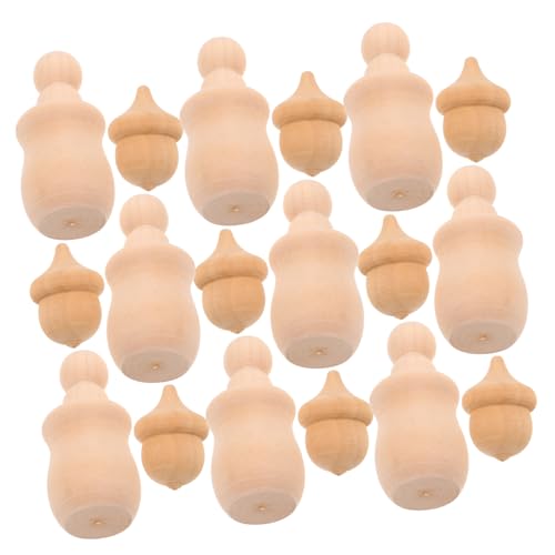 NUOBESTY Teiliges Holz dekofiguren zum Bemalen Unvollendete DIY Holzpuppen und Eicheln Robuste Sichere Holzfiguren für Herbst Thanksgiving Rustikale Wohnkultur Kreative Bastelideen von NUOBESTY