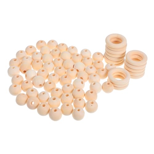 NUOBESTY Teiliges Holzperlen-set Natur Holzringe Unbehandelt Holzspacer DIY Schmuck Basteln Makramee Dekoration für Kränze und Handarbeiten von NUOBESTY