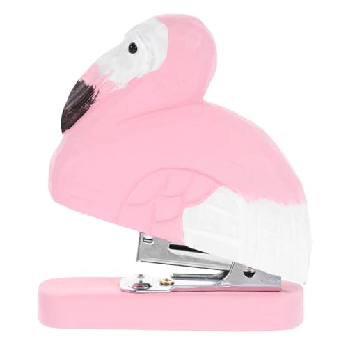 NUOBESTY Tierischer Heftgerät Lustiger Flamingo Mini Heftgerät aus Holz für Schreibtisch Kreative Deko für Erwachsene Witzige Büroaccessoires und Bastelbedarf von NUOBESTY