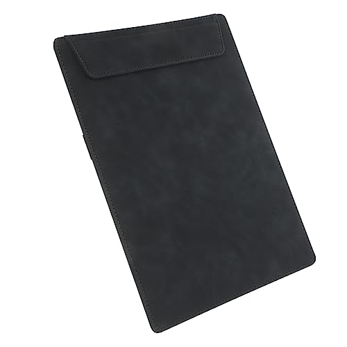 NUOBESTY Tragbares Klemmbrett aus Leder Schreibplatte für Büro Konferenzen und Veranstaltungen Stilvolles Dokumenten Clipboard für Lehrer und Berufstätige Schwarz von NUOBESTY