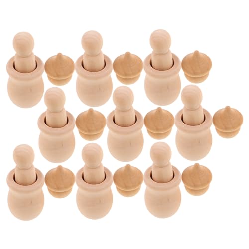 NUOBESTY Unlackierte Holz-eicheln und Peg-puppen Robuste Holzfiguren für Kreative Diy-bemalung Holzspielzeug für Natürliche Holzdekoration für Weihnachten und Herbst von NUOBESTY