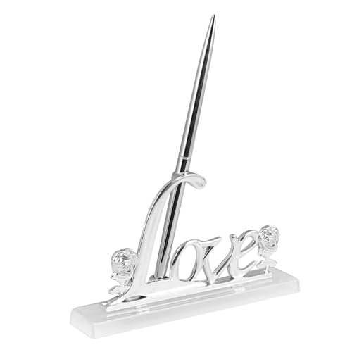 NUOBESTY Unterschriftenstift Hochzeitsbuchstifte Signierstift Mit Ständer Rosen Kugelschreiber Hochzeitsfotostifte Hochzeitsschreibstifte Abschluss Signierstifthalter Hochzeits von NUOBESTY