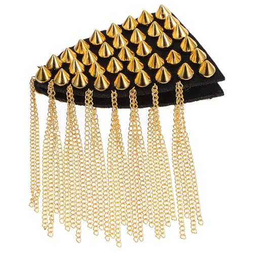 NUOBESTY Vintage Punk Schulterepaulette mit Quasten Ketten und Nietenverzierung Goldfarben Modisches Kostüm Schulterabzeichen für Frauen Langlebiges Legierungs Material für Party und Bühne NUOBESTY Vintage Punk Schulterepaulette mit Quasten Ketten und Nietenverzierung Goldfarben Modisches Kostüm Schulterabzeichen für Frauen Langlebiges Legierungs Material für Party und Bühne von NUOBESTY