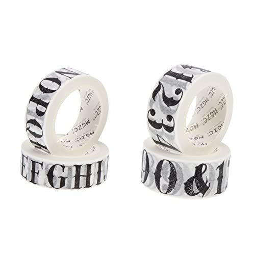 NUOBESTY Washi Tape Sticker Set 4 Rollen Mit Zahlen Und Buchstaben Für Tagebuch Album Dekoration von NUOBESTY