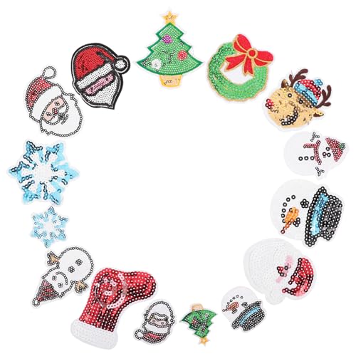 NUOBESTY Weihnachts-aufnäher, 15 Stück, Zum Aufnähen, Aufbügeln, Bestickte Pailletten-aufnäher, Schneeflocke, Schneemann, Weihnachtsmann, Süße Applikationen Für Heimwerker, NUOBESTY Weihnachts-aufnäher, 15 Stück, Zum Aufnähen, Aufbügeln, Bestickte Pailletten-aufnäher, Schneeflocke, Schneemann, Weihnachtsmann, Süße Applikationen Für Heimwerker, von NUOBESTY
