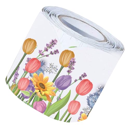 NUOBESTY dekoratives Randpapier Cork Board Grenzdekoration Frühlings -Tulpe -Verschiebung Tulpe Bulletin Board Grenzen Trimm Blumenausstattung Aufkleber von NUOBESTY