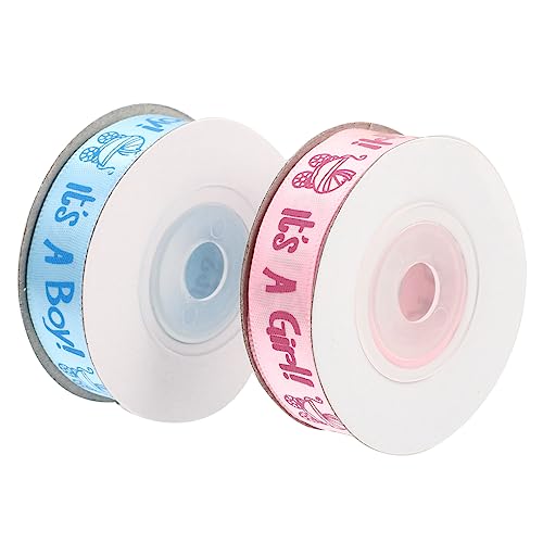 2 Rollen Satinband Für Babyparty-Dekoration, 10 Yards Geschenkband in Rosa Und Blau Mit Kinderfreundlichen Mustern, Ideal Für Diy, Geschenke Und Partyverpackung von NUOBESTY