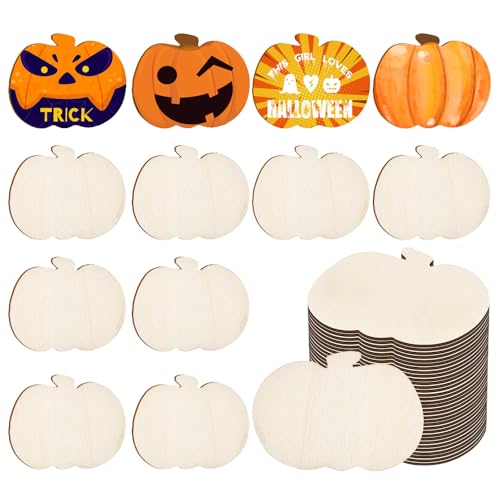 24 Stück Kürbisse Blanke Holzscheiben, Holz Deko Hänger Herbst, halloween-kürbis-ornamente, für Halloween und Thanksgiving, hängende Dekoration, saisonale Ornamente von NUOGUAYI