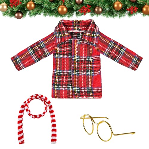 Weihnachts Kleidung für Mini Puppen, Elfen Puppen Kleidungszubehör, Weihnachtself Zubehör, Zubehör für Puppen, Weihnachten Puppenbekleidung, Langarm, Brille, Schal, für Puppenhaus Dekoration Weihnachts Kleidung für Mini Puppen, Elfen Puppen Kleidungszubehör, Weihnachtself Zubehör, Zubehör für Puppen, Weihnachten Puppenbekleidung, Langarm, Brille, Schal, für Puppenhaus Dekoration von NUOGUAYI