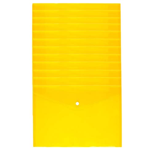 NUOLUX 12 Stück Umschlag Ordner Transparent Klar Kunststoff Dokument Ordner Datei Füllung Organizer mit Druckknopf (Gelb) von NUOLUX