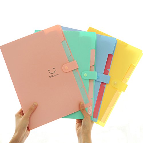 NUOLUX 5 Taschen Plastik File Folders A4 Folder Papier Dokument Organisator Set (Pink) von NUOLUX