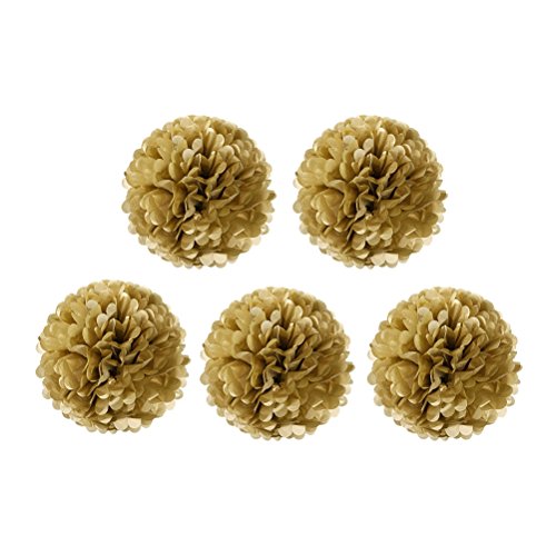 NUOLUX 8 "Gold Tissue Papier Pom Pom Blumen Ball, 5 Stück von NUOLUX